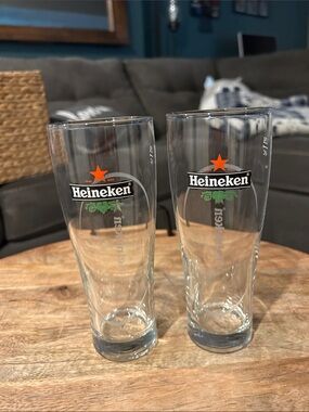 Set of Heineken Branded Clear Pint Glasses